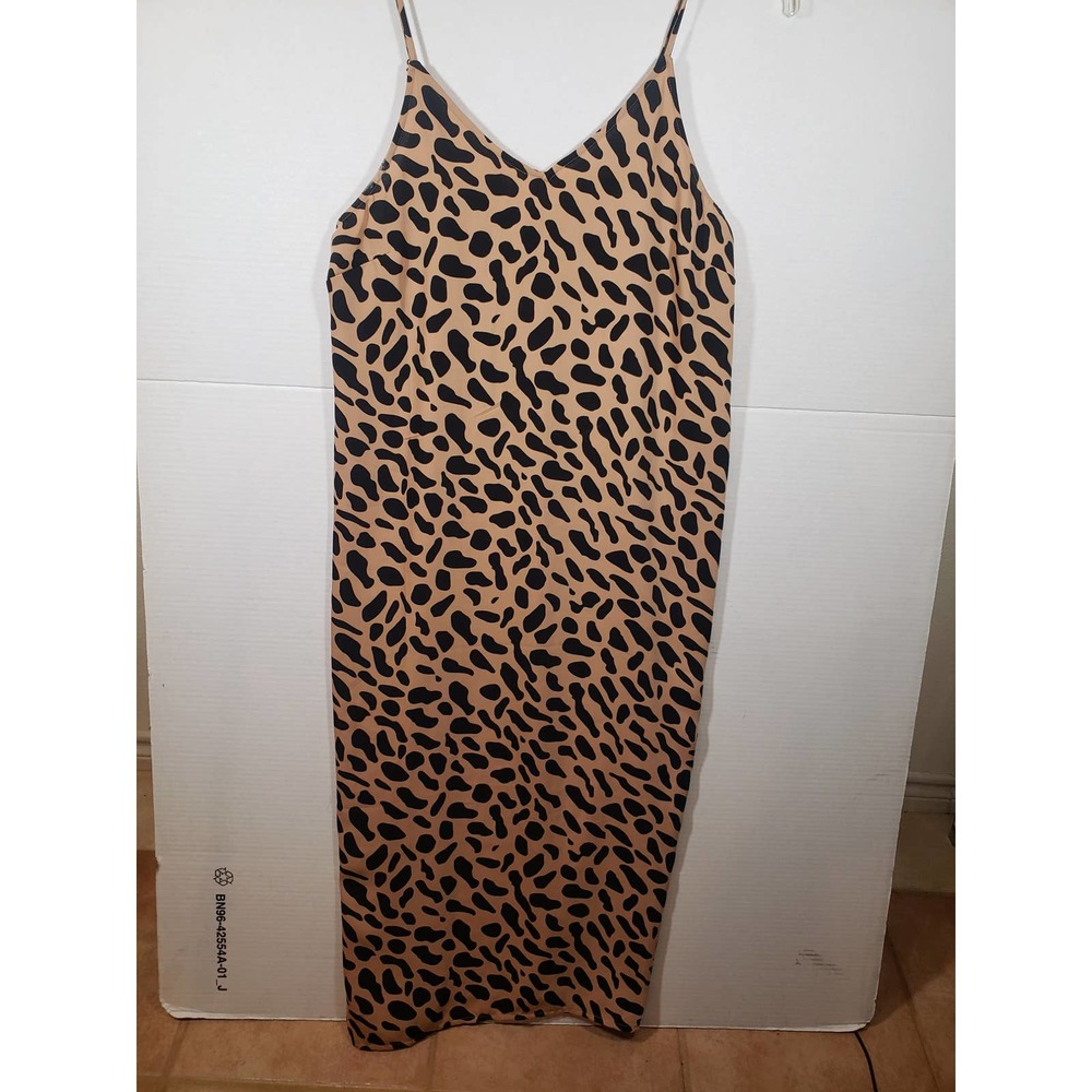 The Drop Dress M Leopard Animal Slip Cami Light Sleeveless Kathleen Barnes